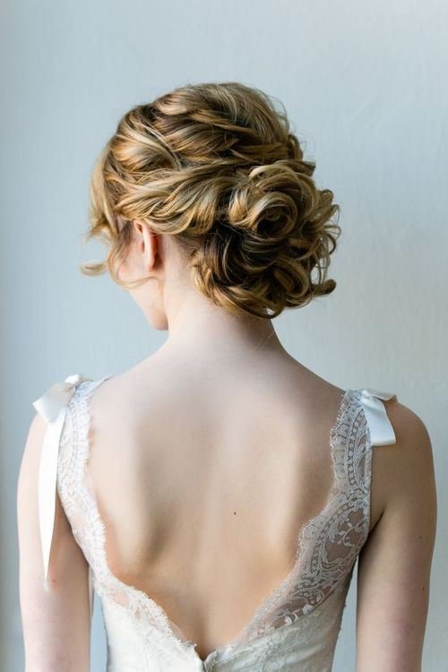 Curly Bridal Updo For Medium Hair